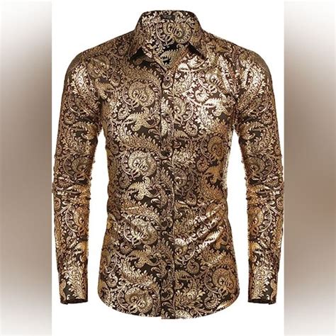 versace gold button up mens|Men's Luxury and Designer Shirts .